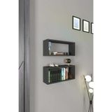 Mirobi Mrb-Arls-Dvr-DkDrgn-Rf Stiva 2'li Dikdörtgen Ahşap Duvar Rafı Uçan Raf Banyo Mutfak Salon Antre Düzenleyici Antrasit