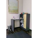 Mirobi MRB-DRT-KTPLK-CLMA-MS Drithe Modern Dolaplı Kitaplıklı Çalışma Masası Antrasit-Çam