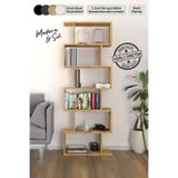 Mirobi Oregon 6 Raflı Zikzak Kitaplık, Dekoratif Raf 6 Raflı Kitaplık, Labirent, Zigzag Rivoli