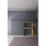 Mirobi Solvio Kitaplıklı Çalışma Masası Gardırop Ünitesi Ön Antrasit Gövde Çam - 180x240x45