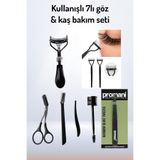 MIROE 7'li Siyah Göz ve Kaş Şekillendirme Seti - Kirpik Kıvırıcı, Kirpik Tarağı, Kaş Usturası, Kaş Makasi, Cımbız ve Kaş Seti