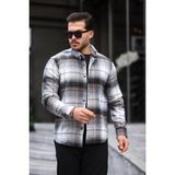 Miron Beyaz Siyah Kareli Regular Fit Oduncu Gömleği- 2449 - Beyaz - Siyah - 2XL
