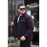 Miron Bordo Lacivert Kareli Kapitone Detaylı Regular Fit CEKET-2453 - Bordo-Lacivert - S