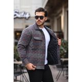 Miron Füme Bordo Kareli Kapitone Detaylı Regular Fit CEKET-2453 - S - Füme - Bordo