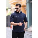 Miron Lacivert Originals Nakışlı Kapşonlu Iki Iplik Kısa Kollu Tişört- 2404