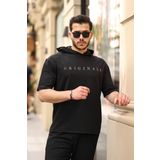 Miron Siyah Originals Nakışlı Kapşonlu Iki Iplik Kısa Kollu Tişört- 2404