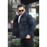 Miron Yeşil Lacivert Kareli Kapitone Detaylı Regular Fit CEKET-2453 - Yeşil-Lacivert - 2XL