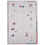 Miroslawiec Krem Modern Geometrik Etnik Desenli Boho Makinada Yıkanabilir Hafif Hav Toz Vermez Leke Tutmaz Kaymaz Taban Dijital Makine Baskı Halı Oturma Odası Salon Yolluk Koridor Mutfak Halısı