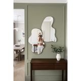 Mirror Home Decor Art Asimetrik Organik Form Modern Çerçevesiz 2'li Ayna - Amorf Şekilli Dekoratif Duvar Aynası