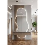 Mirror Home Decor Art LED Aydınlatmalı Organik Tasarım Duvar Aynası – Modern Dekoratif Antre, Hol, Koridor ve Salon Aynası | Beyaz & Gün Işığı LED