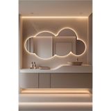 Mirror Home Decor Art Modern Bulut Ayna - LED Aydınlatmalı Dekoratif Çocuk Odası Aynası - Dekoratif Bebek Odası Duvar Aynası