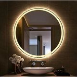 Mirrorland MODERNO 60 cm Çapında Kumlamalı Yuvarlak Ledli Dekoratif Ayna Çerçevesiz Tasarım