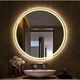 Mirrorland MODERNO 70 cm Çapında Gün Işığı LED Işıklı Kumlamalı LED Ayna / Dekoratif Ayna / Banyo Aynası / Adaptörlü