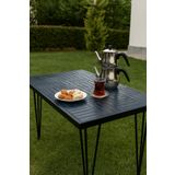 MİRRORSS Ahşap Siyah renk Balkon Bahçe Masası Çay Kahve Mutfak Yemek masası 120 X 60 cm , yükseklik 73 cm