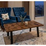 Mirrorss Geometrik Ahşap Desenli Modern Salon Orta Sehpa 120 X56 - Ceviz Renk Dekoratif Mobilya
