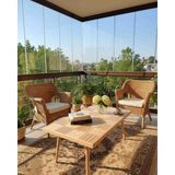 Mirrorss Orta Sehpa Doğal Vernikli Konik Ayak 120 x 60 cm Yükseklik 40 cm Ofis Salon Çay Kahve Sehpası