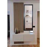 Mirrorss Siyah Ahşap Çerçeveli 130 x 45 cm Dikdörtgen Boy Ayna – Hol ve Antre Dekorasyonu için Zarif Tasarım