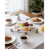 Mirsa Global Dekoratif Cam Pasta Tabağı Kahve Sunumu Kahvaltı Sunum Tabağı