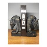Mirsa Global Dekoratif Kitap Tutucu Kübik At Figürlü 2 Li Siyah Gold Renkli Polyester Biblo