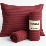 Miruza Ev Tekstil Miruza %100 Saten Pamuk Lastikli Çarşaf Seti - Bordo - 100*200