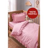 Miruza Ev Tekstili Vintage Fırfırlı Bebek Nevresim Takımı | %100 Pamuk Pötikare Desenli | 100x150 cm Nevresim, 35x45 cm Yastık Kılıfı ve Lastikli Çarşaflı