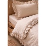 Miruza Ev Tekstili Vintage Fırfırlı Tek Kişilik Nevresim Takımı | %100 Pamuk Pötikare Desenli | 160x220 cm Nevresim, 50x70 cm Yastık Kılıfı ve Lastikli Çarşaflı