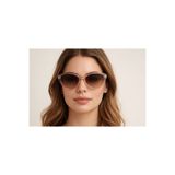 mirvia Kadın Cat Eye Güneş Gözlüğü Şeffaf Pudra Çerçeve Kahverengi Degrade Cam Şık Tasarım UV400 Korumalı