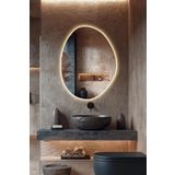 Mirze Life 95x75cm Modern Tasarım Led Işıklı Banyo Aynası, Asimetrik Lavabo Aynası, Gün Işığı Aydınlatmalı