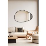 Mirze Life Asimetrik Tasarım Modern Duvar Aynası, Siyah Çerçeveli Salon Aynası, Dekoratif Hol Koridor Aynası