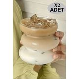 Mis Kitchen 2 Adet 400 ml Borasilikat Isıya Dayanıklı Termisil Dalgalı Soğuk Sıcak Kahve Sunum Bardağı