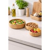 Mis Kitchen 3’lü Bambu Servis Kasesi Seti 22-18-14 cm Doğal Bambu Çerez Kahvaltılık Sosluk Kase