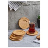MİS KİTCHEN 6 Adet Bambu Çay Bardak Tabağı - Altlık Yuvarlak Model - Bambu Fincan Altlığı