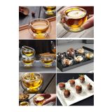MİS KİTCHEN 6 Adet Düz Desenli | Borosilikat Cam Sosluk Kahve Yanı Lokumluk - Çift Cidarlı Mini Sosluk 50 ML