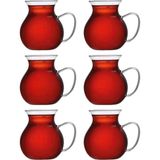 Mis Kitchen 6 Parça Çay Bardağı Seti - Tombul Kulplu Çay Bardağı Borosilikat Cam Çay Bardağı - 6 Adet - Şeffaf