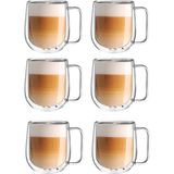 Mis Kitchen - 6‘lı Çift Cidarlı Iki Katmanlı Borosilikat Cam Bardak, Yalıtı mlı Cappuccino Latte Kahve Kupası - Şeffaf - 6 Adet
