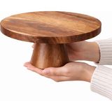 Mis Kitchen Akasya Ahşap Pasta Standı 25 cm Sunum Standı Kek Tatlı Cupcake Servis Standı Dekoratif Sunum Tabağı - Kahverengi