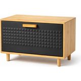 Mis Kitchen Bambu Ekmek Kutusu Metal Kapaklı Çekmeceli Ekmek Dolabı Bread Box 36X24X23 cm - Siyah