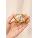 MİS KİTCHEN Gold Mini Kahve Yanı Cam Lokumluk Kristal Taşlı Metal Ayaklı Çikolatalık Şekerlik 1 ADET
