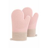 MİS KİTCHEN Pembe Silikon Fırın Eldiveni Çiftli Set 29x18 cm Isıya Dayanıklı Kaymaz Mutfak Eldiveni
