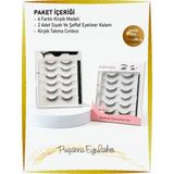Mis Tedarik Takma kirpik seti 6 farklı Çift doğal Model ve 2 Adet Mıknatıslı Likit Eyeliner Yapıştırıcılı (Beyaz+Siyah)