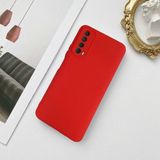 Miscase Huawei P Smart 2021 Lansman Likid Silikon Kamera Korumalı Kılıf - Kırmızı