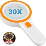 Misda Store 12 LED Işıklı Büyüteç, 30X Çift Cam Lens Elde Taşınabilir Aydınlatmalı Büyüteç Okuma Büyüteç, Yaşlılar Için Oku, Madeni Paralar, Pullar, Harita, Muayene, Makula Dejenerasyonu (Turuncu)