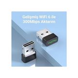 Misda Store 300MBPS Wifi 6 Çift Bant Kablosuz Alıcı Verici Nano USB Adaptör
