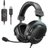 Misda Store 3,5 mm Ses Jaklı Oyun USB Kulaklığı, 7.1 Surround Ses, Çıkarılabilir Mikrofon, Ses Kontrolü, Kablolu Kulaklıklar Siyah Ps5/ps4/anahtar/xbox Denetleyici H9 Için