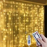 Misda Store 3x3 Metre Peri LED Kumandalı Perde Asma Kancalı Peri LED Yılbaşı LED Gün Işığı LED Işık 8 Modlu Parti Işığı Dekoratif Işık LED Saçak LED Işık Perde LED Yılbaşı Dekorasyon