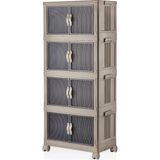 Misda Store 4 Kat Portatif Organizer Tekerlekli Çok Amaçlı Katlanabilir Dolap, Kapaklı Düzenleyici Raf Mutfak, Banyo, Çocuk Odası, Garaj ve Ardiye Için Toparlayıcı Ünite, Stop Tekerlekli (Toprak)