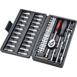 Misda Store 46 Parça Mini Lokma Takımı Otomatik Cırcırlı 1/4" Wrench Set Yüksek Kalite Kombinasyon Alet Seti