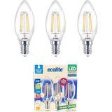 Misda Store 4W LED Filament Mum Ampul, E14 Duy, 6500K Beyaz Işık, 470 Lümen, Şeffaf Cam, Akkor Görünümlü Dekoratif Lamba, 3'lü Paket (Beyaz)