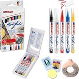 Misda Store 5300 Akrilik Markör 5'li Set, Temel Renkler, 5 Akrilik Boya Kalemi Seti, Ince Yuvarlak Uç 1-2 mm