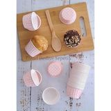 Misda Store Açık Pembe Puantiyeli Muffin Kek Kalıbı, Kek Kapsülü Cupcake Kalıbı, Airfryer Uyumlu